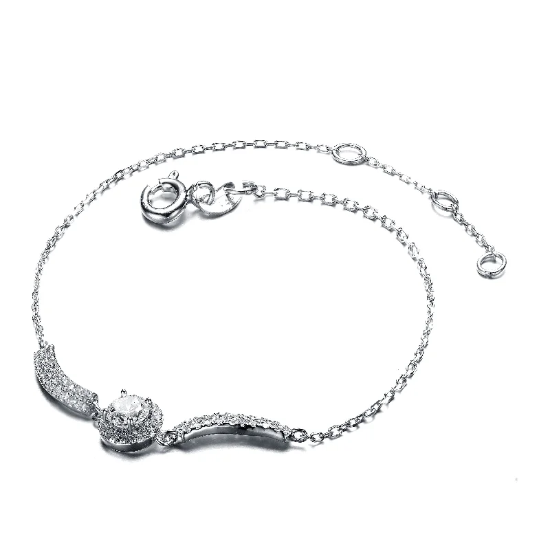 GENEVIVE Sterling Silver Cubic Zirconia Adjustable Bracelet