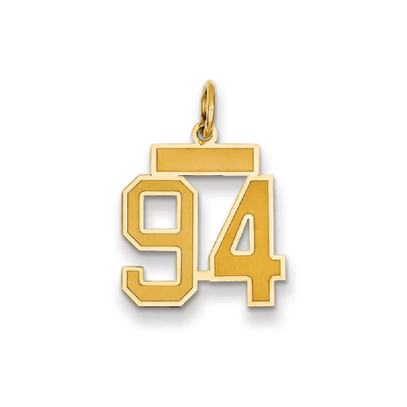 14k Yellow Gold, Jersey Collection, Small Number 94 Pendant