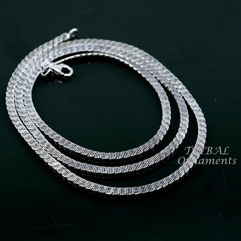 3mm 20" to 24" long chain 925 sterling silver handmade unique style chain, necklace chain, oxidized silver trendy chain ch169